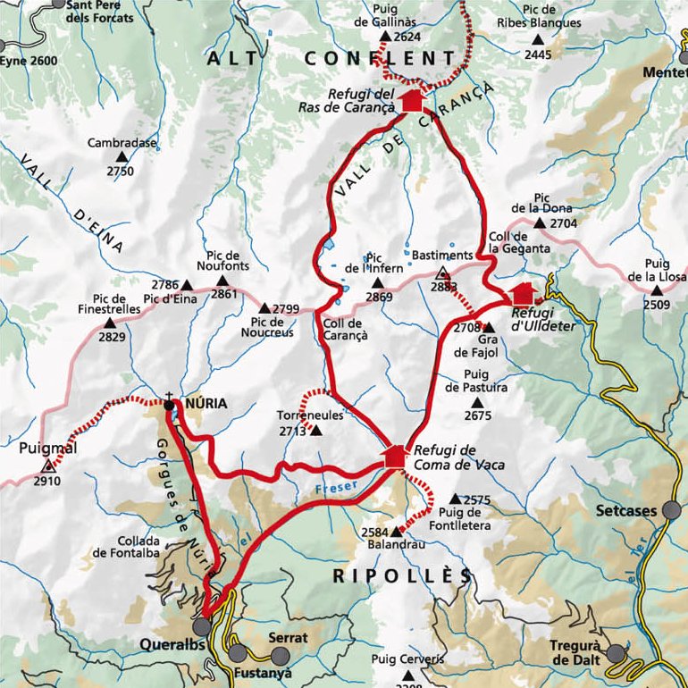 Mapa de la travessa dels 3 refugis - Editorial Alpina